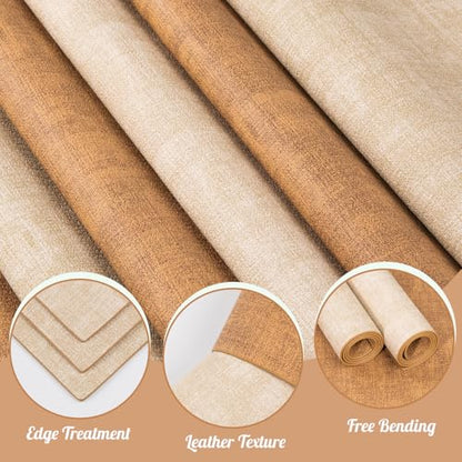 SUEH DESIGN Leather Placemats Table Mats Set of 6, Camel and Beige - color: A: Camel & Beige