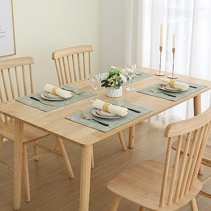 Homaxy PU Faux Leather Placemats for Dining Table, Set of 6, Grass Green - color: Grass Green