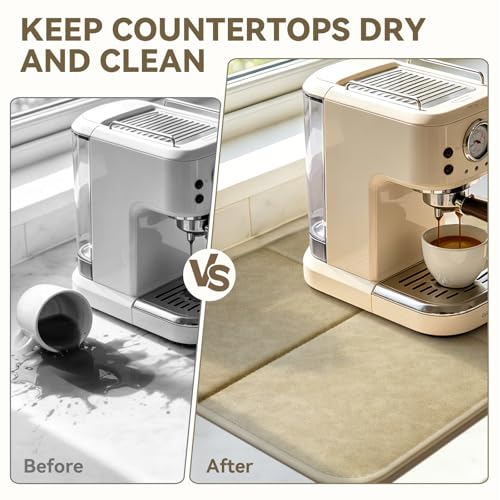 YDKGL 2 pack Dish Drying Mat for Kitchen Counter,PU Leather Dish Mat，Brown - color: Brown, size: 16" x 24"(2 Pack)