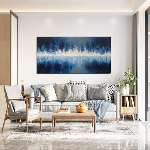 YISXINOAG Deep Blue Abstract Wall Art Modern Calm Cool Tones Canvas 20"X40" - color: deep blue, size: 40"L x 20"W