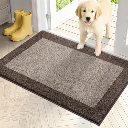 PURRUGS Dirt Trapping Indoor Door Mat, 24" x 36", Beige & Grayish Brown - color: Beige & Grayish Brown, size: 24" X 36"