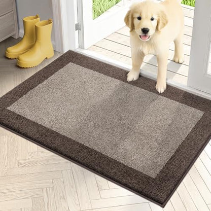 PURRUGS Dirt Trapping 실내 도어 매트, 61cm x 91.4cm(24인치 x 36인치), 베이지 & 그레이시 브라운 - color: 베이지 & 그레이 브라운, size: 24인치 x 36인치
