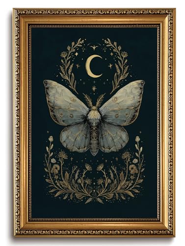 Vintage Gold Framed Butterfly Wall Art Academia Gothic Moths Wall Decor - color: butterfly, size: 24"L x 16"W
