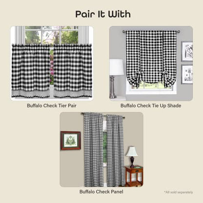 Buffalo Check Valance Curtains, 58 x 14 in, Black & White Plaid - color: Black, size: 58"W x 14"L (Pack of 1)