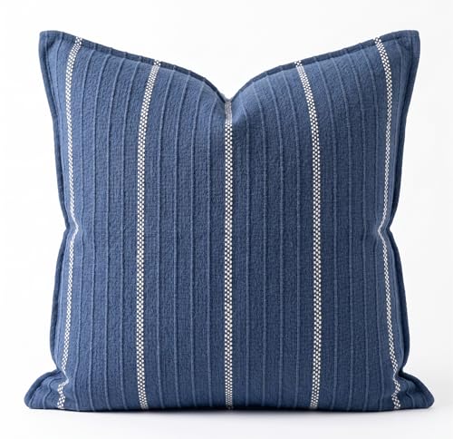 SanVia Designer Cotton Throw Pillow Covers 20x20 for Nooks, Beds & Sofas - color: Indigo Blue, size: 20" x 20" (Pack of 1)