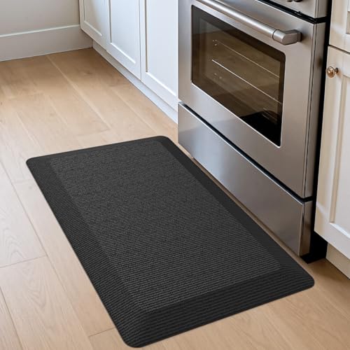 DEXI Anti Fatigue Kitchen Mat Cushioned, 20x32 Waterproof Runner Rug Black - color: Black, size: 32"L x 20"W x 0.9"Th
