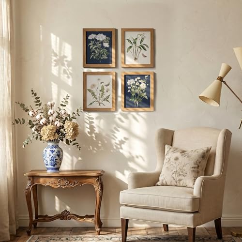 Framed Botanical Wall Art for Bathroom, 4 Pcs, 8x10 Inch