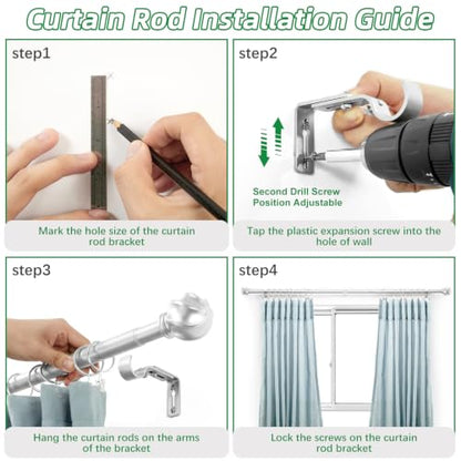 LLPJS Curtain Rods 16-120", 1 in Adjustable Silver Rod with Finials, 1 Pack - color: Satin Silver, size: 16" to 120" - 1 pack