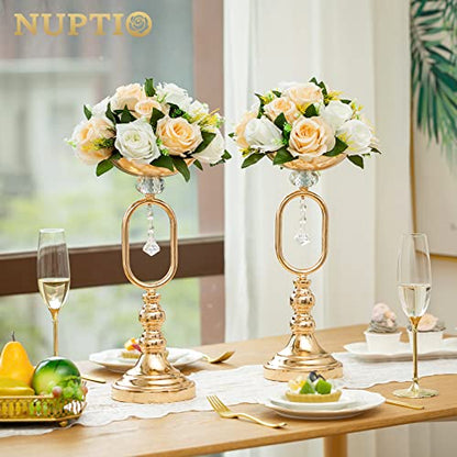 NUPTIO Flower Balls Wedding Table Centerpieces, Peachy Champagne & White - color: Peachy Champagne & White, size: 2 Pcs