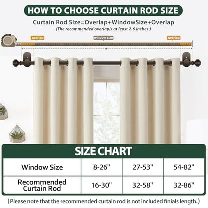 KAMANINA No Drill Curtain Rods 2 Pack 32-58", 3M Adhesive Brackets, Bronze - color: Bronze, size: 32-58"（2Pack）
