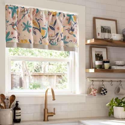 jinchan Floral Linen Window Valance Curtain, 50x18, 1 Panel, Pink - color: Averie | Blush Pink, size: 50"W x 18"L (Pack of 1)