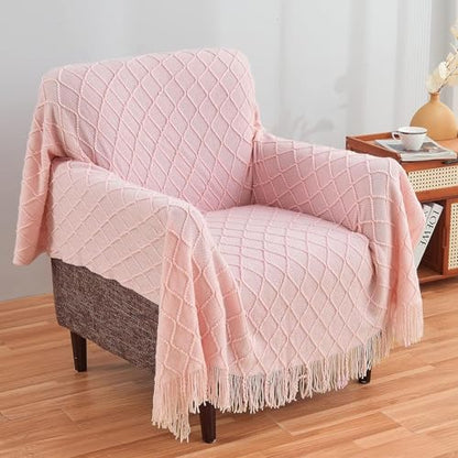 inhand Pink Knitted Throw Blanket for Couch and Bed, 60"x80" - color: Pink, size: 60"x80"