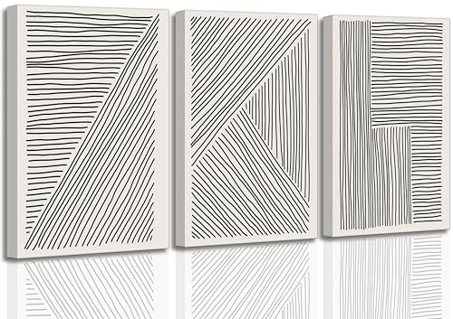 LAJDXSX 3 Pcs Minimalism Abstract Boho Lines Canvas Wall Art - color: Black Lines, size: 16x24in-Canvas