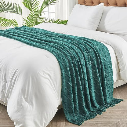 inhand Blue Knitted Throw Blanket for Couch and Bed, 60"x80" - color: Blue, size: 60"x80"