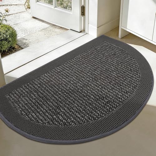 Dirt Trapper Door Mats 26" x 40", Non-Slip & Washable, Dark Grey - color: Dark Grey, size: 26" X 40" (Semicircular)