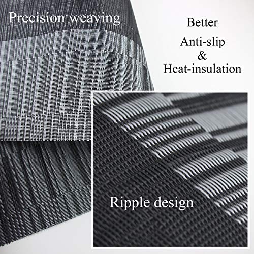 PIGCHCY Placemats,Washable Vinyl Woven Table Mats,Elegant Durable Placemats for Dining Table Set of 4 (Black) - color: A: Black, size: 4 Placemats
