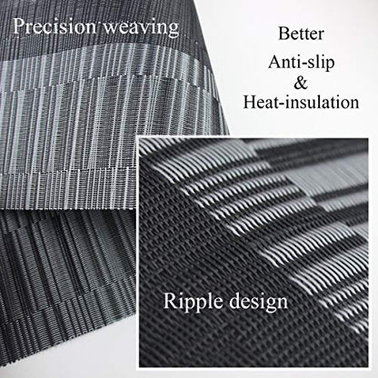 PIGCHCY Placemats,Washable Vinyl Woven Table Mats,Elegant Durable Placemats for Dining Table Set of 4 (Black) - color: A: Black, size: 4 Placemats
