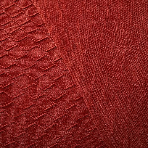 Acrylic Knitted Throw Blanket, 50 x 60 Inches, Rust - color: Rust