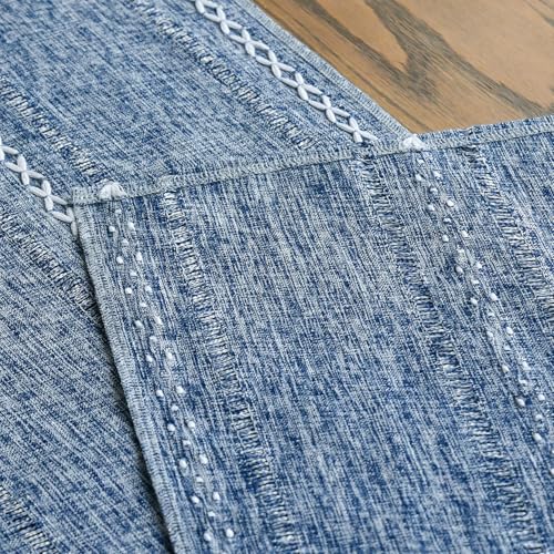 Artoid Mode Blue Rustic Cotton Linen Table Runner 13x36 Inch - color: Blue, size: 13" x 36"