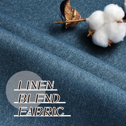 Denim Blue Full Blackout Linen Curtains 108 Inches Long 2 Panels - color: Denim Blue, size: 52"W x 108"L (Pack of 2)