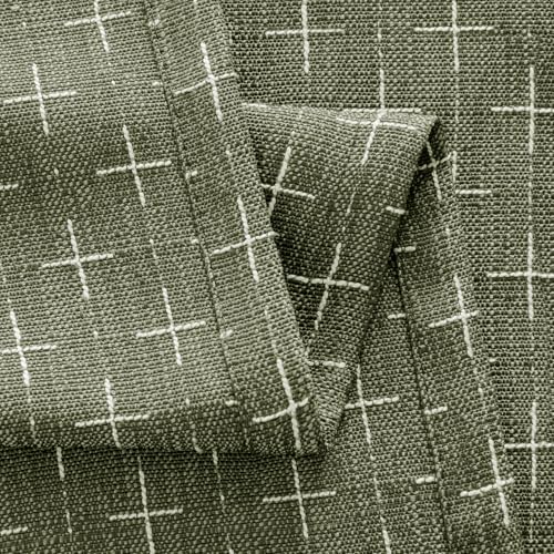 MIULEE Christmas Farmhouse Linen Curtains, Back Tab, 52Wx90L, Olive Green - color: Olive Green, size: 52"W x 90"L (Pack of 2)