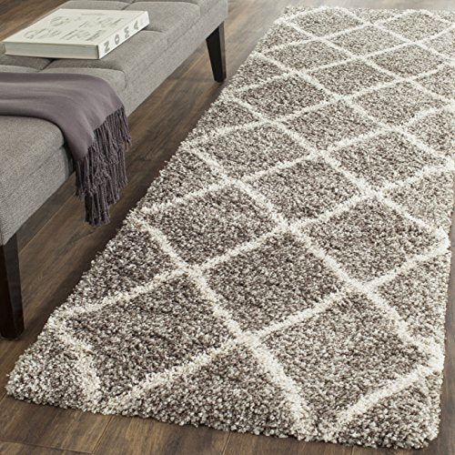 SAFAVIEH Hudson Shag Runner Rug 2'3"x6', Soft Plush Grey & Ivory SGH281B - color: Grey/Ivory, size: 2'3" x 6' (Runner)