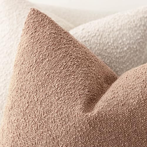 Foindtower Textured Boucle Throw Pillow Covers 16x16 Dusty Orange Hazel - color: Hazel, size: 16" x 16" (Pack of 2)