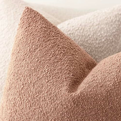 Foindtower Textured Boucle Throw Pillow Covers 16x16 Dusty Orange Hazel - color: Hazel, size: 16" x 16" (Pack of 2)