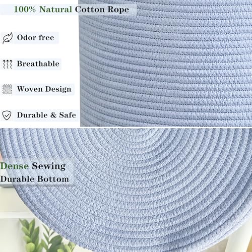 80L Large Blue Hamper Tall Woven Laundry Basket - color: Blue
