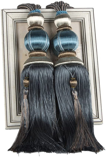 Paired Lantern Single Hanging Ball Tassels Curtains Buckle Sling Binding Lantern Tiebacks Handcrafted Braided Buckle Drapery Curtain Holdbacks Window Treatments for Home 2 Pack - color: Dark Blue, size: 11.81 inches