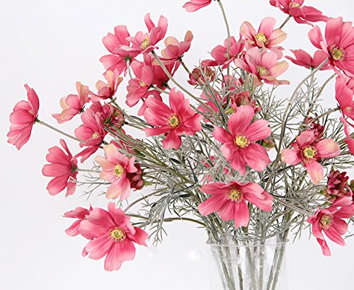 6 Pcs Artificial Calliopsis Flowers Fake Silk Flower Table Kitchen Home Garden Party Wedding Decoration Approx 24'' High Classic Pink No Vase - color: Classic Pink