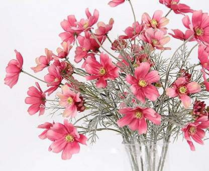 6 Pcs Artificial Calliopsis Flowers Fake Silk Flower Table Kitchen Home Garden Party Wedding Decoration Approx 24'' High Classic Pink No Vase - color: Classic Pink