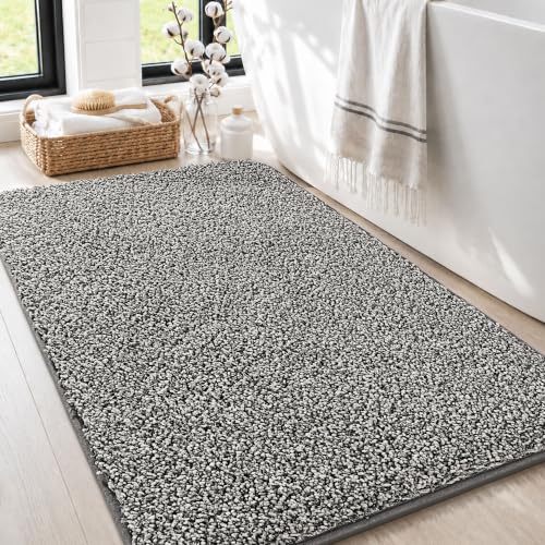 Bath Mat for Bathroom Floor 36'' x 24'',Soft Nonslip Bathroom Rug,Gray - color: Heather Gray, size: 24'' X 36'' (Rectangular)