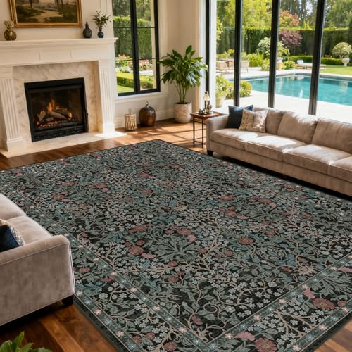 10x14 Area Rug for Living Room Washable Carpet (Dark Green) - color: Dark Green, size: 10' x 14' (Rectangular)