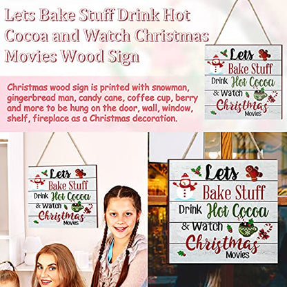 Blulu Christmas Wooden Sign Hot Cocoa Baking Quote Hanging Plaque,Classic - color: Wood