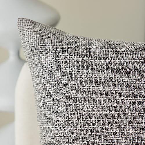 Kevin Textile Faux Linen Square 2 Tone Woven Throw Pillow Covers Sham Cushion Case for Car/Couch Use, 18-inch(2 Packs, Grey) - color: Gray, size: 18" x 18" (Pack of 2)