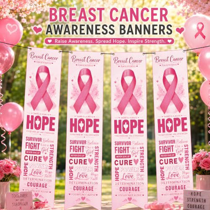 Breast Cancer Awareness Accessories - Pink Ribbon Hope Survivor Banner - color: Pink