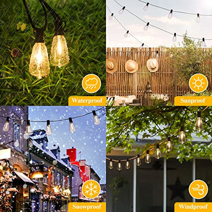 Brightever 50FT Outdoor String Lights 27 Bulbs, Waterproof Patio Lights - color: Black Wire Warm White, size: 50FT