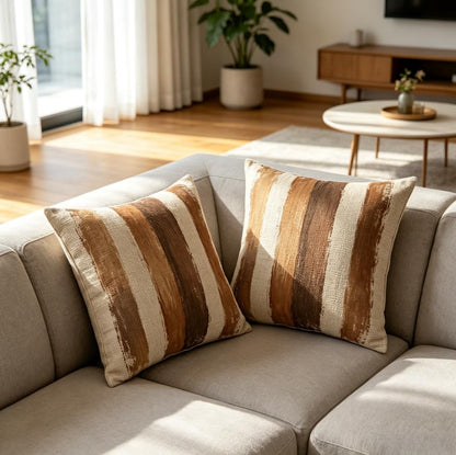 Linen Throw Pillow Covers Brush Stripe 18x18in Set of 2 - color: A20002, size: 18" x 18" (Pack of 2)