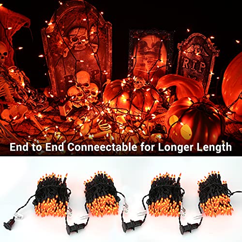 ODEETRONIC Orange Halloween Lights Outdoor, 21.63 ft 100 Count Incandescent - color: Orange-Black Wire, size: 100 Count Incandescent