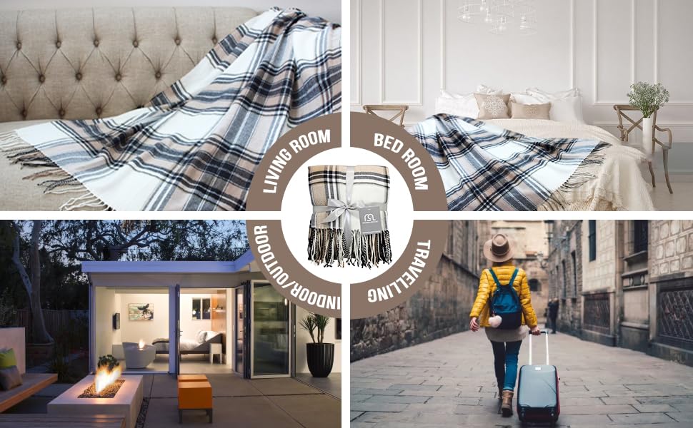 Blankets - Decorative Classic Blanket - Buffalo Plaid Throw Blanket - Comfortable and Ultra-Soft - Lightweight & Indoor Outdoor Blanket - Ideal for Living Room, Couch, Travelling Good for All Seasons