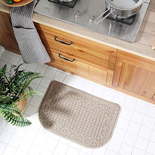 COSY HOMEER 27x18 Half Round Kitchen Rug,Non Slip Washable Mat,Beige 1PC - color: Beige, size: 1'6" x 2'3" (Semicircular)