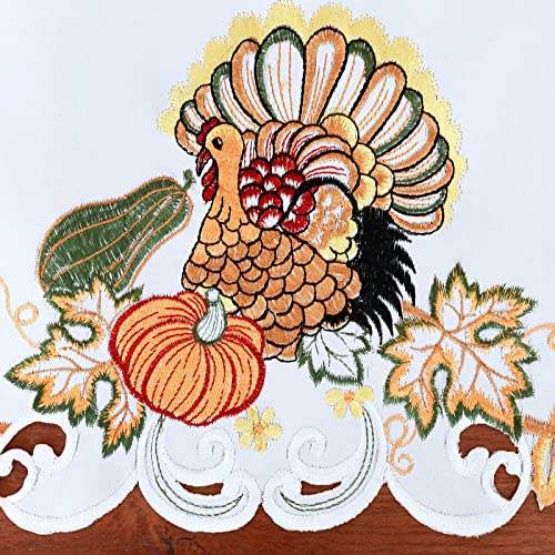 Simhomsen Fall Autumn Embroidered Turkey Kitchen Window Curtain Swag and Tiers Set for Thanksgiving Holiday (Turkeys) - color: Turkeys