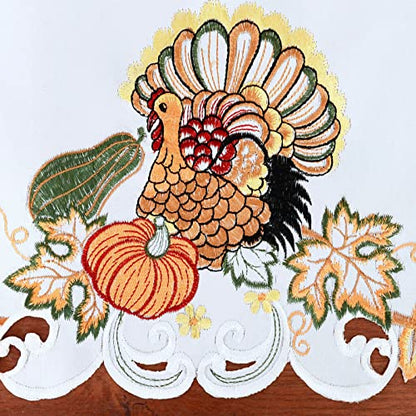Simhomsen Fall Autumn Embroidered Turkey Kitchen Window Curtain Swag and Tiers Set for Thanksgiving Holiday (Turkeys) - color: Turkeys