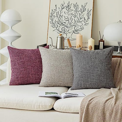Kevin Textile Faux Linen Square 2 Tone Woven Throw Pillow Covers Sham Cushion Case for Car/Couch Use, 18-inch(2 Packs, Grey) - color: Gray, size: 18" x 18" (Pack of 2)