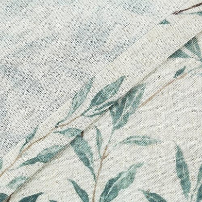 VOGOL Kitchen Valances, Blue Leaves Print View Reducing Linen Textured Curtains for Cafe Office Bathroom, Rod Pocket Top, L 18 x W 42 Inches, 1 Panel - color: Blue, size: 42"W x 18"L (Pack of 1)