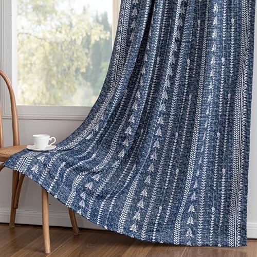 MEETSKY Blue Boho 95% Blackout Bedroom Curtains 50Wx95L,2 Panels - color: Blue, size: 50"W x 95"L (Pack of 2)