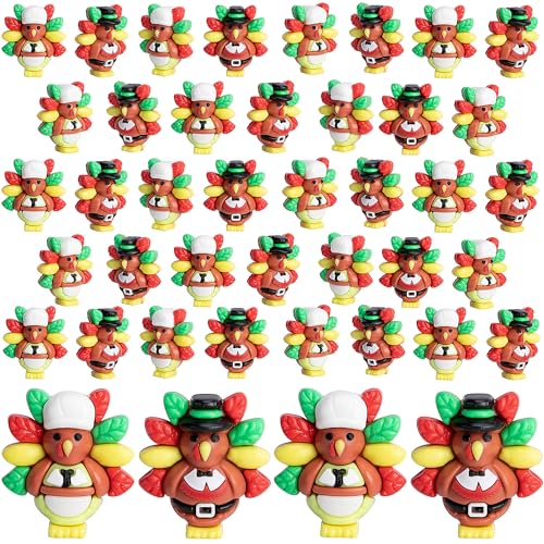 60 Pcs Thanksgiving Mini Turkey Figurines, Miniature Turkey Ornaments - color: Fall, size: 60 Pcs