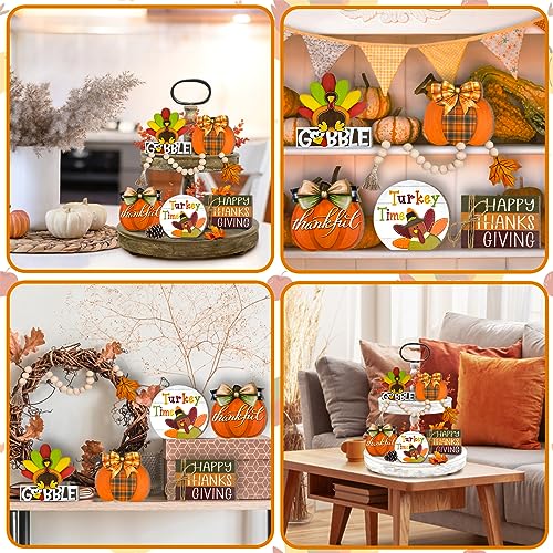 Thanksgiving Tiered Tray Decor, Fall Farmhouse Turkey Tray