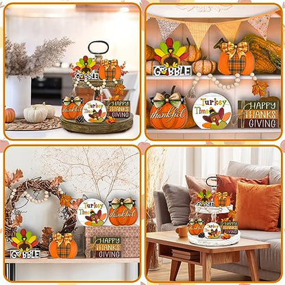 Thanksgiving Tiered Tray Decor, Fall Farmhouse Turkey Tray